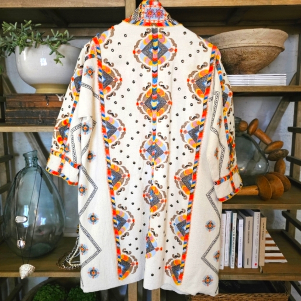 Anthropologie Maeve Dala Embroidered Jacket Size M Bohemian Maximalist Statement - Picture 6 of 15